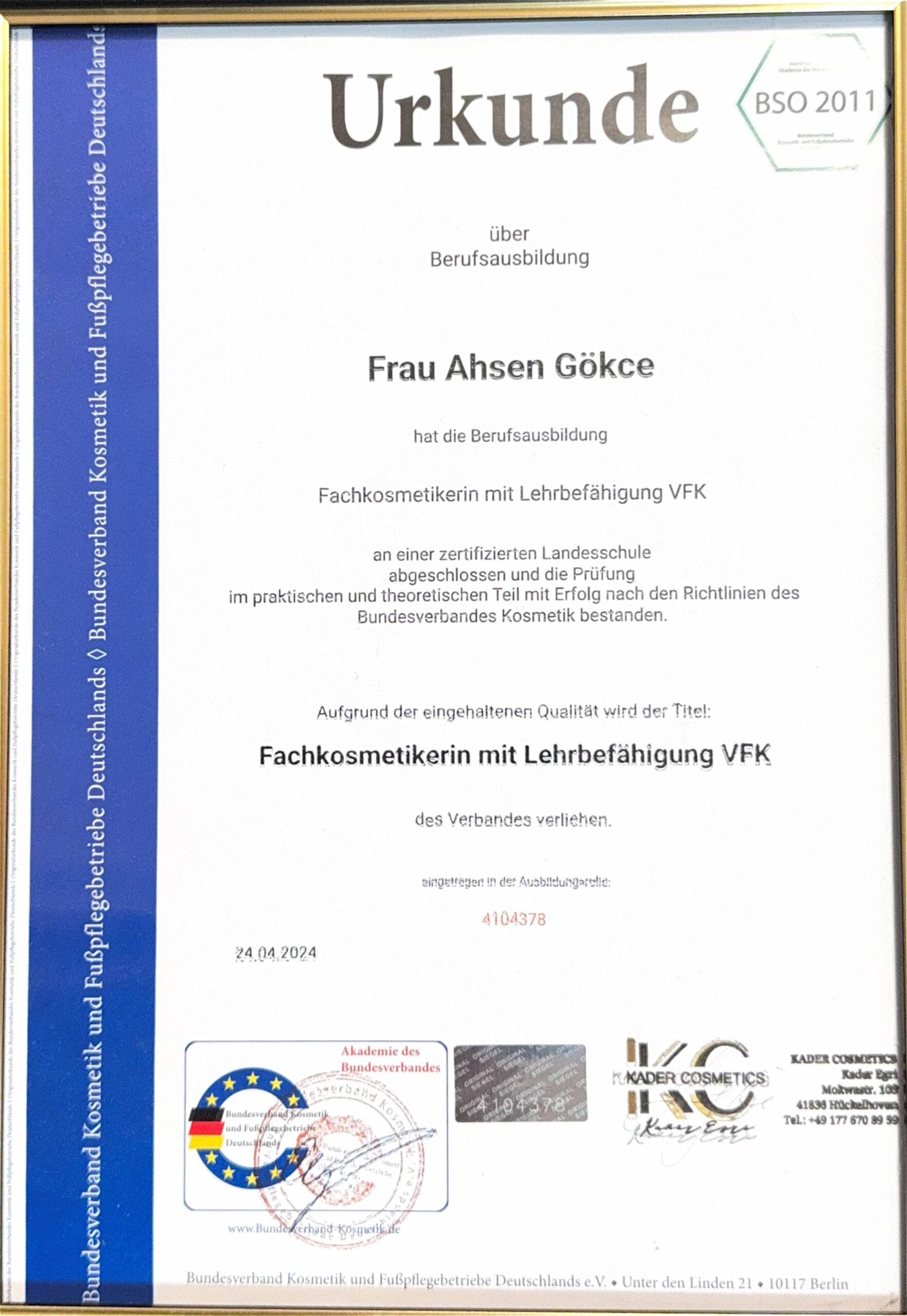 Ahsen Gökce – Fachkosmetikerin mit Lehrbefähigung