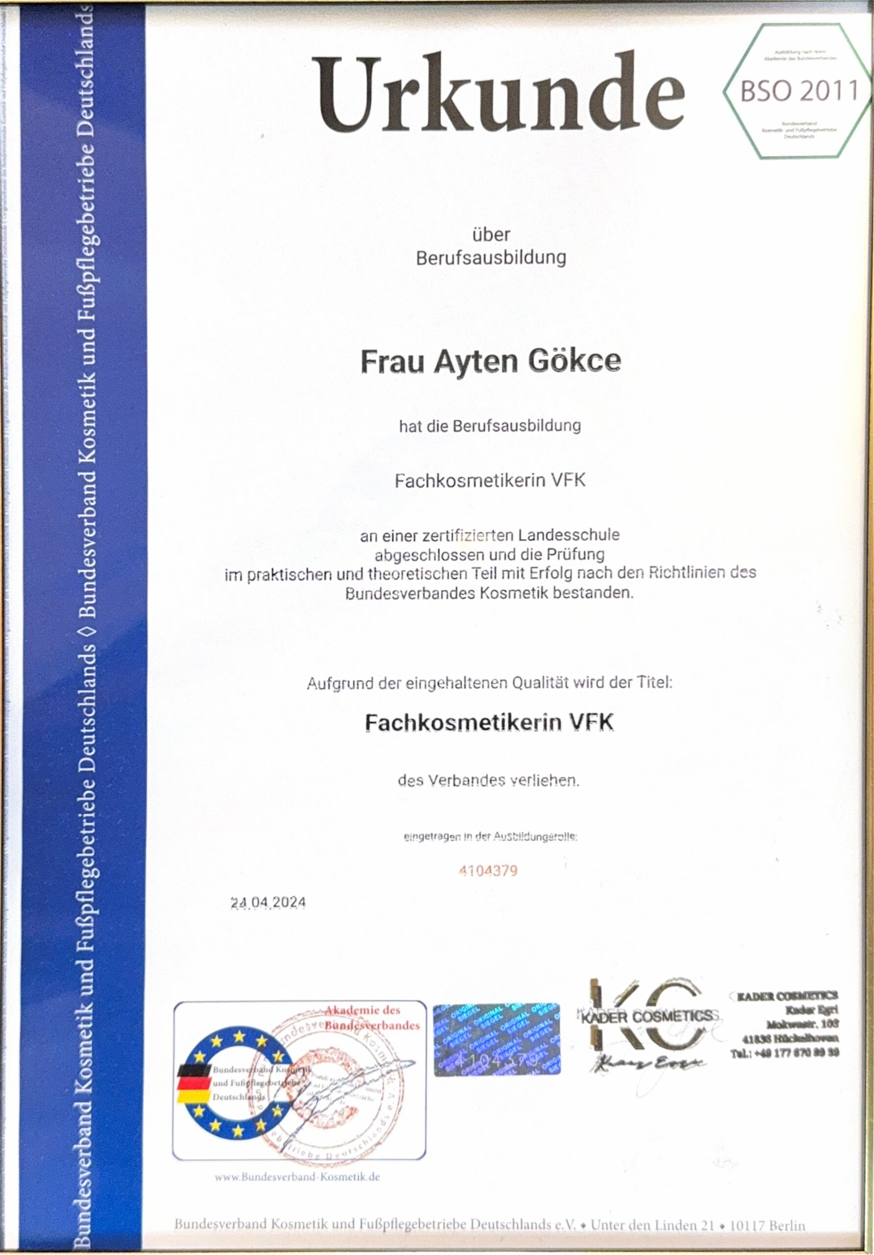 Ayten Gökce – Fachkosmetikerin VFK