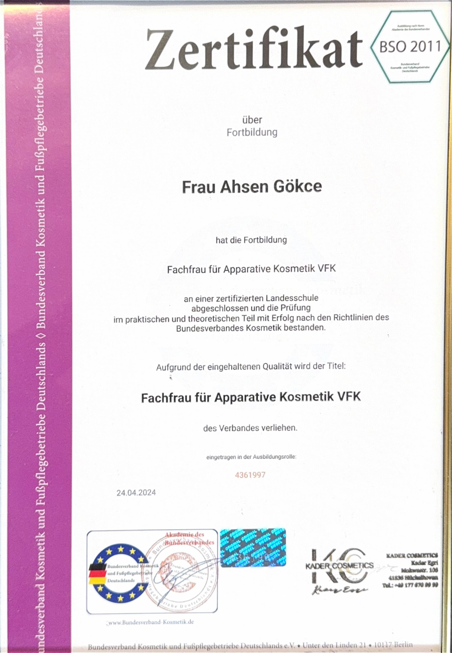 Ahsen Gökce – Apparative Kosmetik VFK